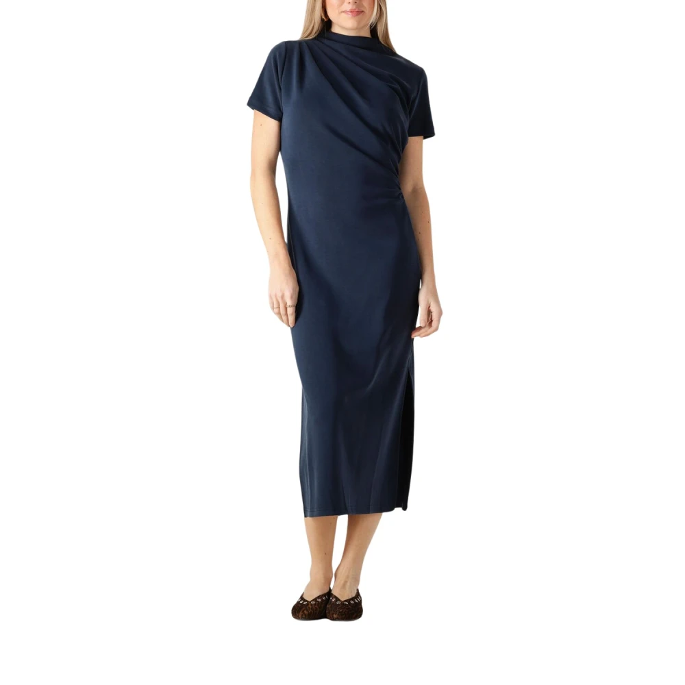My Essential Wardrobe Elegante Navy Midi Jurk Blue Dames