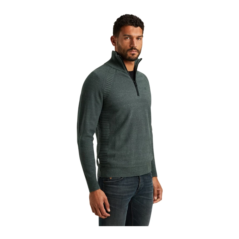 CAST IRON Heren Truien & Vesten Half Zip Collar Cotton Heather Plated Blend Groen