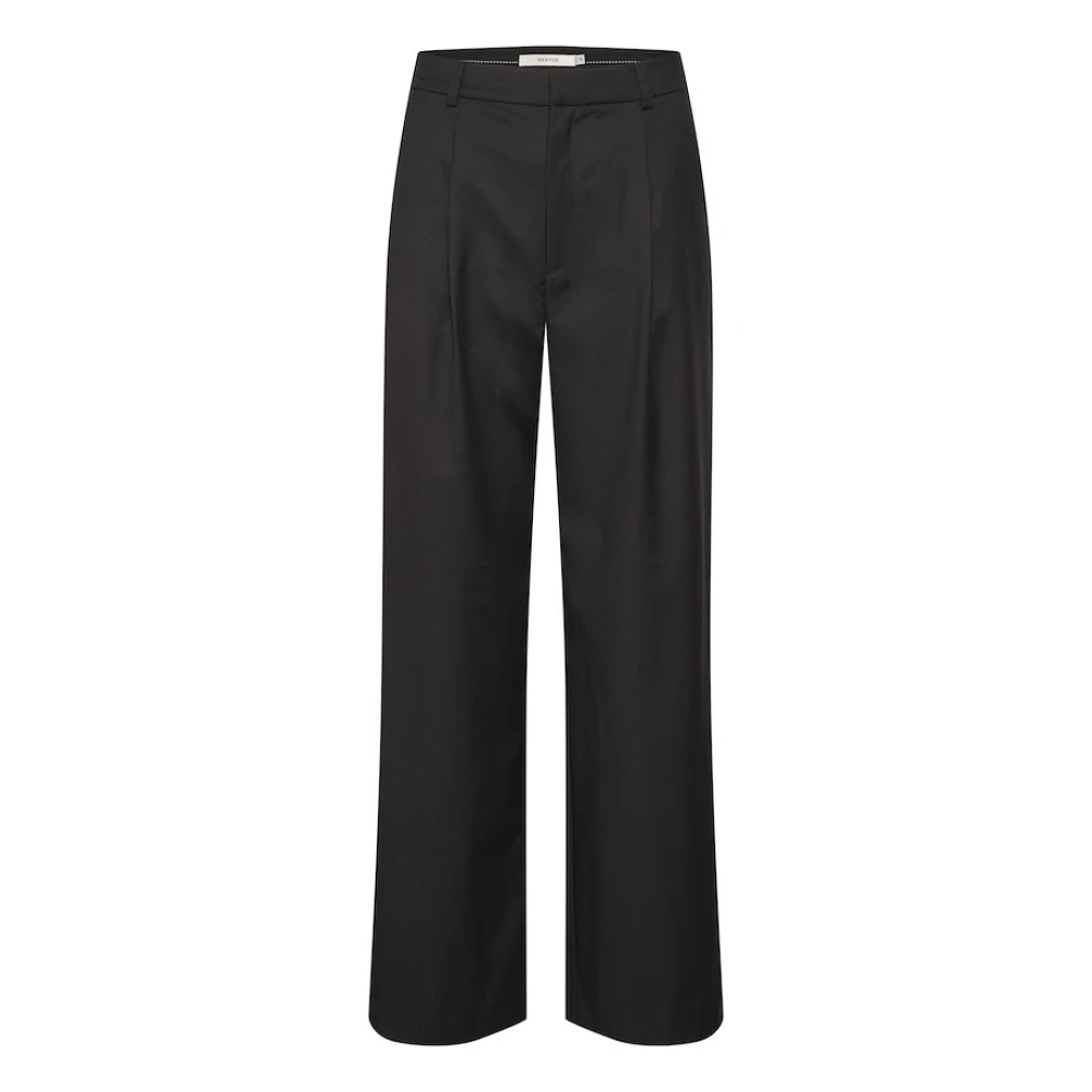 Gestuz Black Wide Trousers, Female, Xs, Wide Leg Trousers