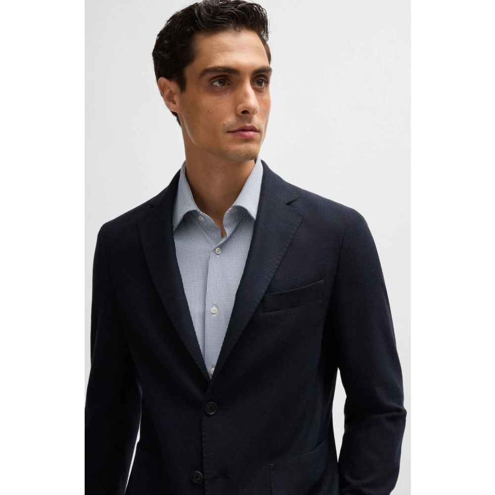 Boss Blauwe Flanellen Jas P-Hanry Blue Heren
