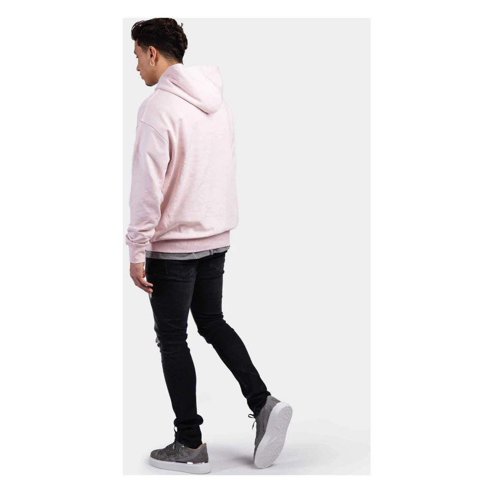 Family First Roze Box Logo Hoodie Pink Heren
