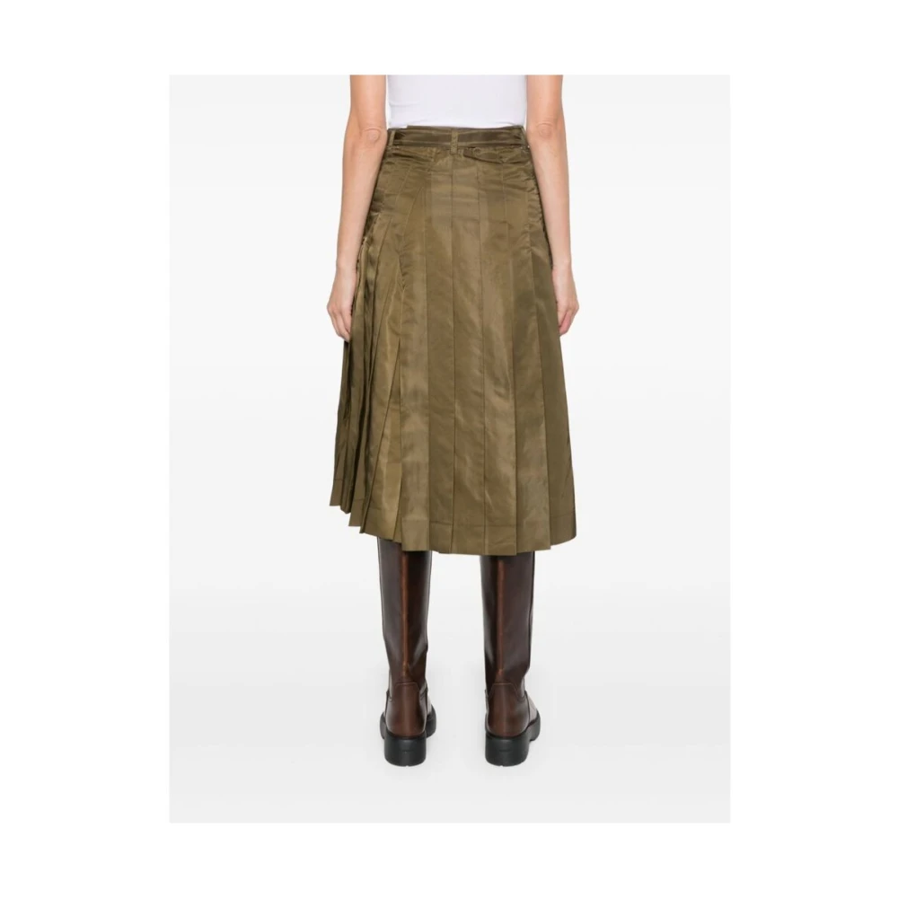 Sacai Groene Asymmetrische Geplooide Rok Green Dames