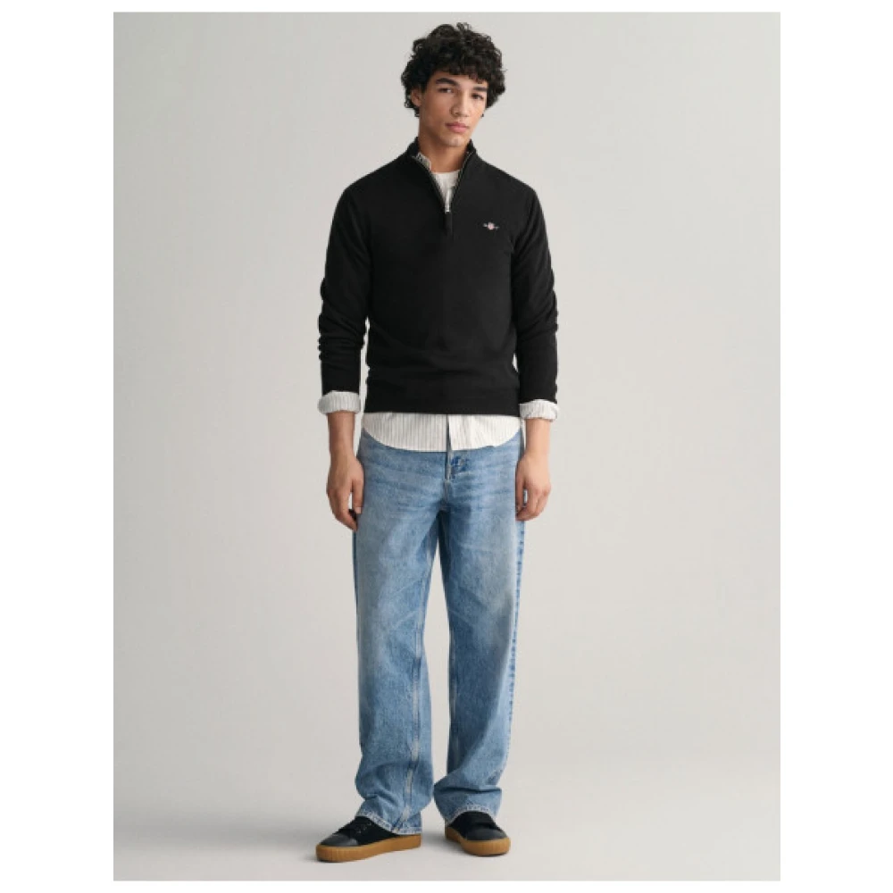 Gant Ultra Fijne Wol Half-Zip Trui Black Heren