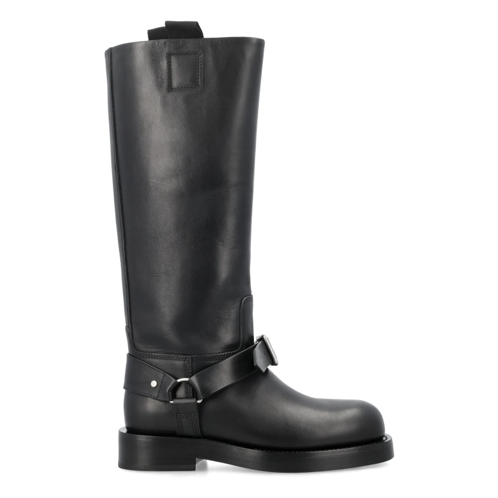 Burberry Zwarte Gesloten Hoge Leren Laarzen Black Dames