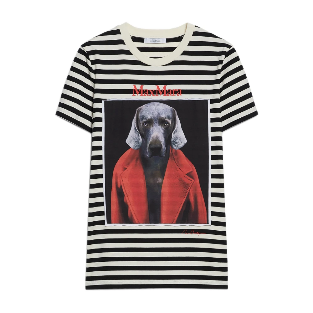 Max Mara Weimaraner Print Kortemouw T-shirt Multicolor Dames