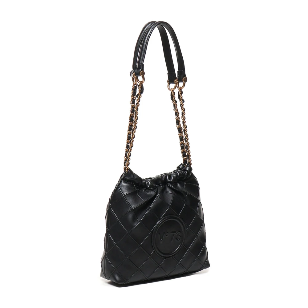 V73 Zwarte Mini Hobo Tas met Matelassé Motief Black Dames