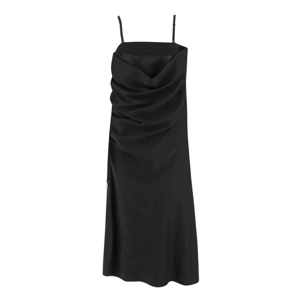 Carven Black Party Dresses, Female, S, Lingerie Dress In Silk Habotai