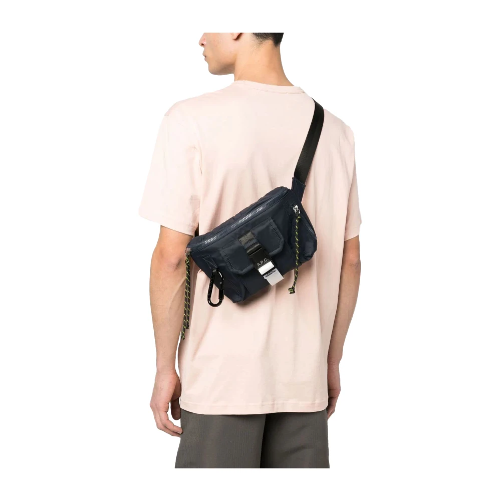 A.p.c. Nylon Bum Bag met Logo Applicatie Blue Heren