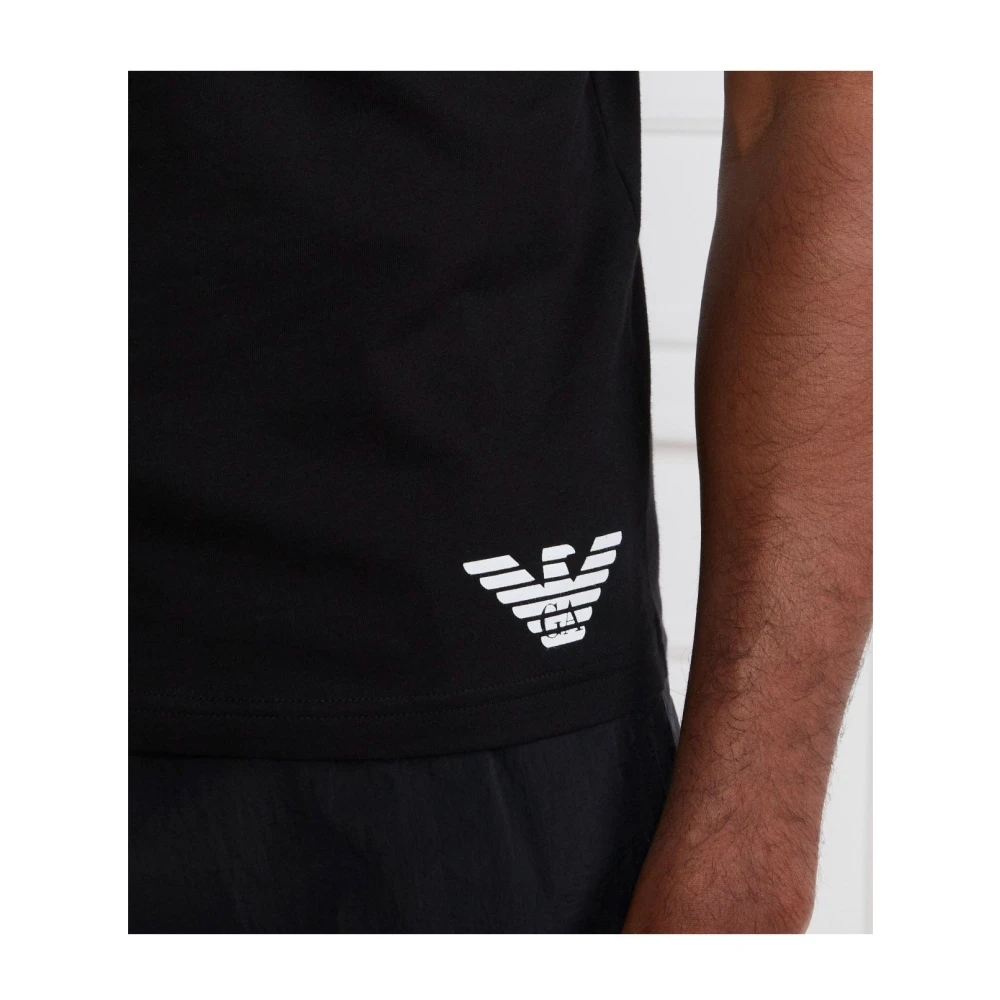Emporio Armani Zwart Logo T-Shirt 100% Katoen Black Heren