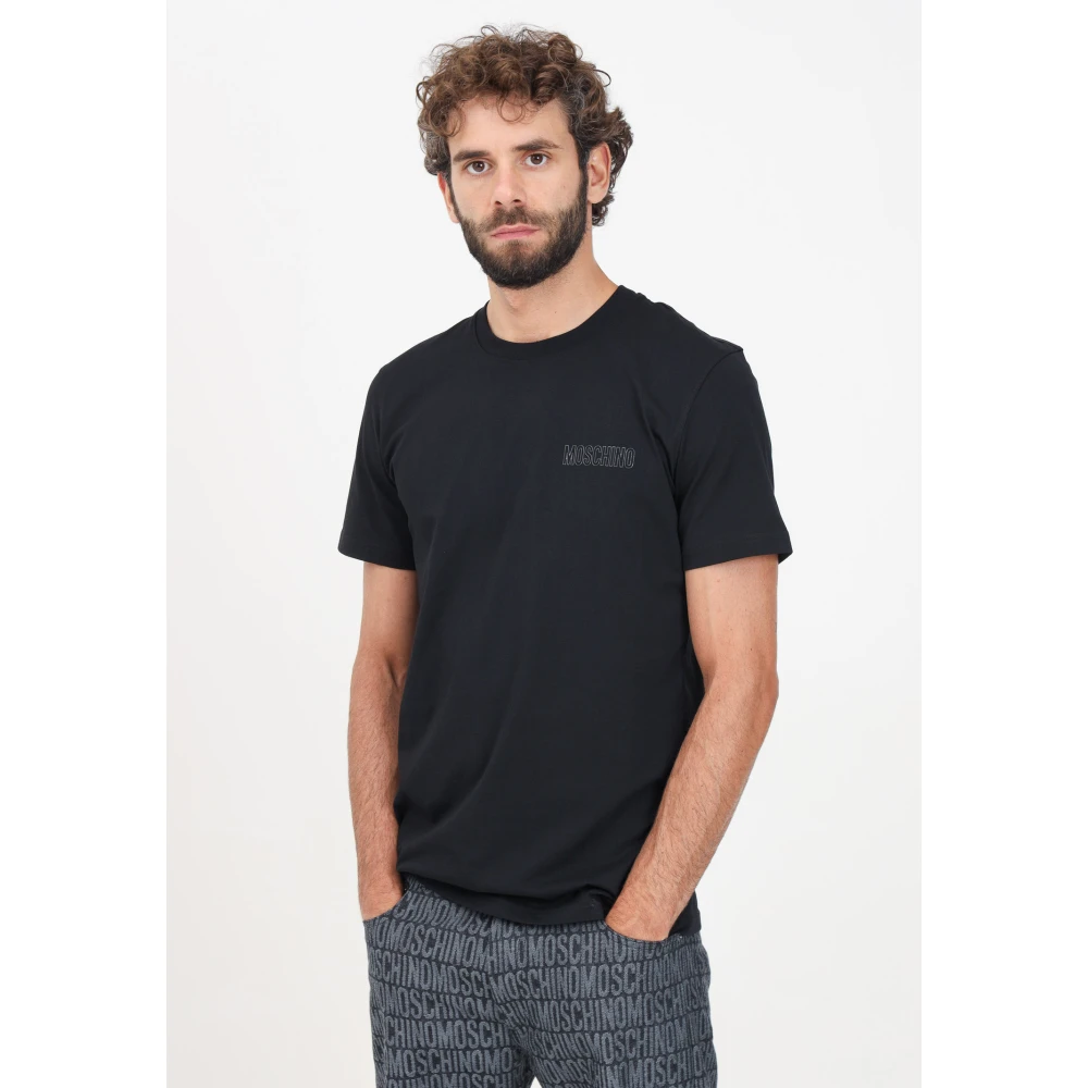 Moschino Zwarte korte mouw logo T-shirt Black Heren