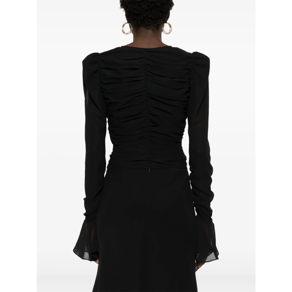 Rotate Birger Christensen Zwarte Chiffon Longsleeved Top Black Dames