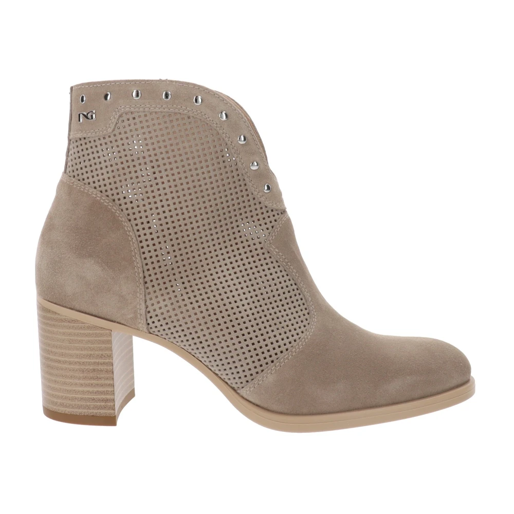 Nerogiardini Women's Beige Suede `S Ankle Boots - Heeled Boots - 6 Uk - Shoes