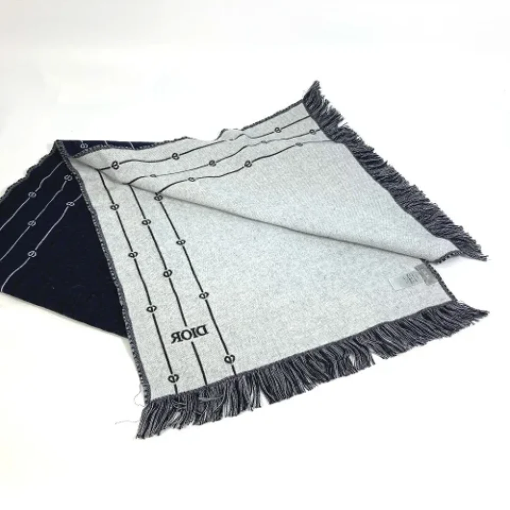 Dior Vintage Pre-owned Wool scarves Blue Dames