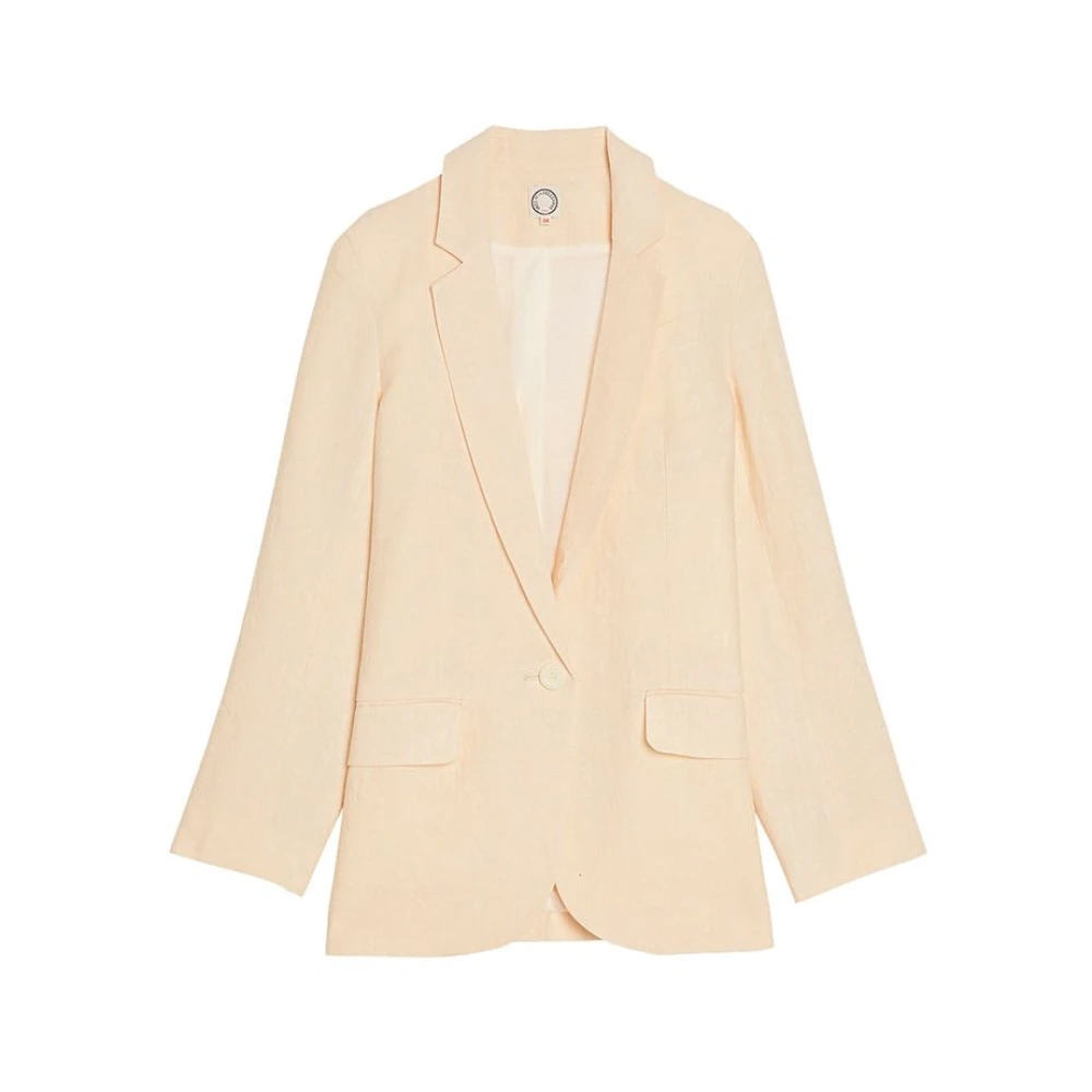 Ines De La Fressange Paris Ecru Linne Bruna Jacka Beige, Dam