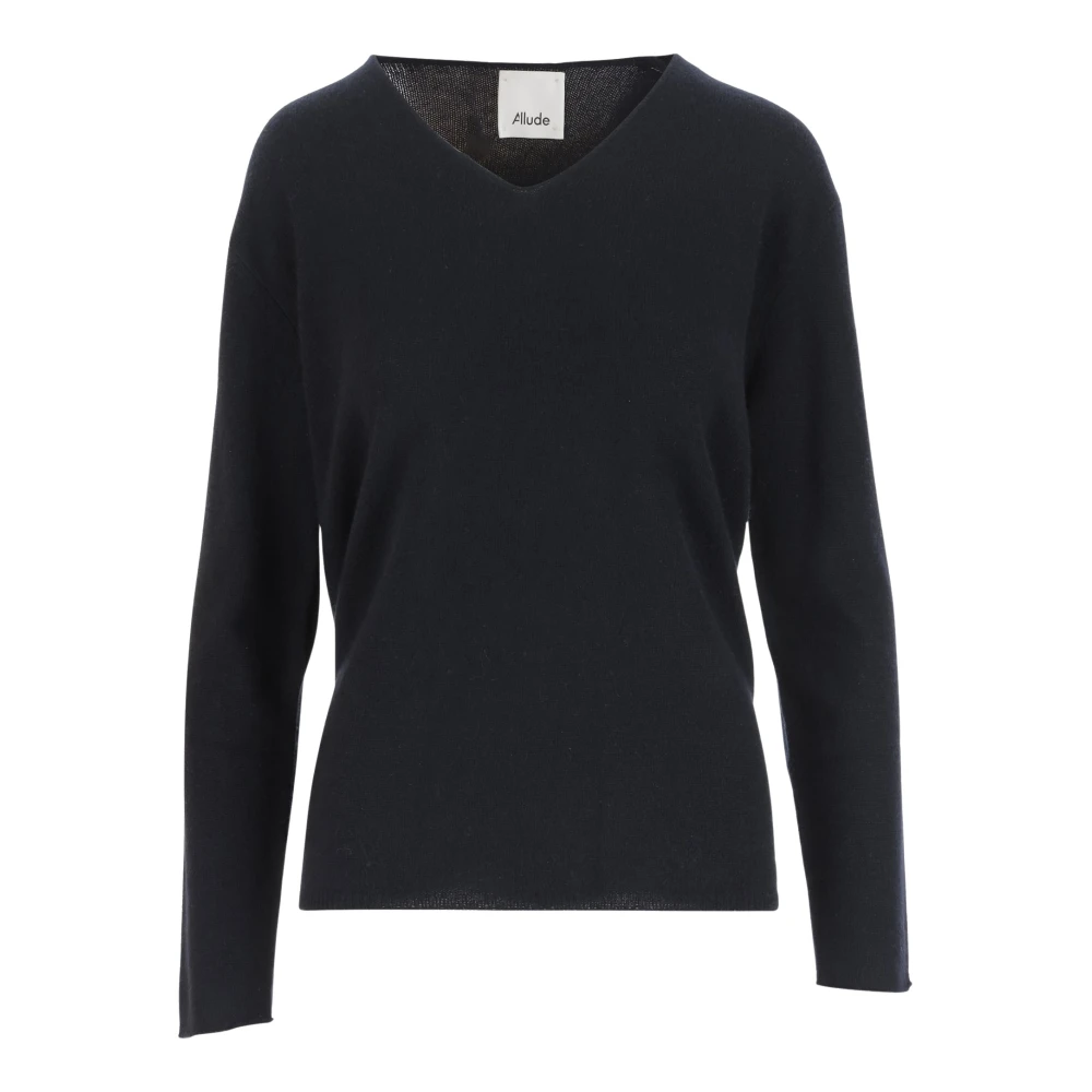 Allude Zwarte Kasjmier V-hals Pullover Black Dames