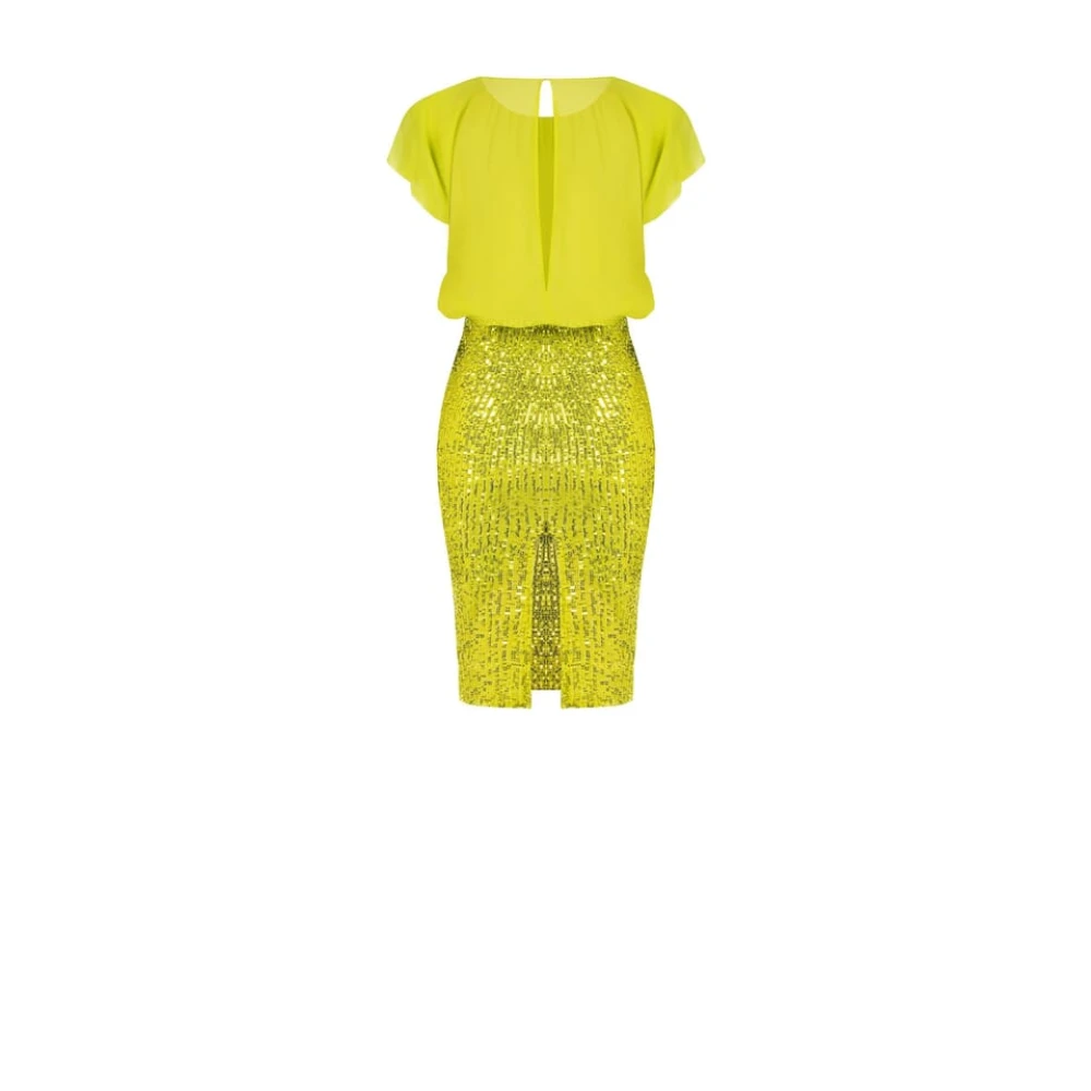 RINASCIMENTO Pailletjurk met georgette top Yellow Dames
