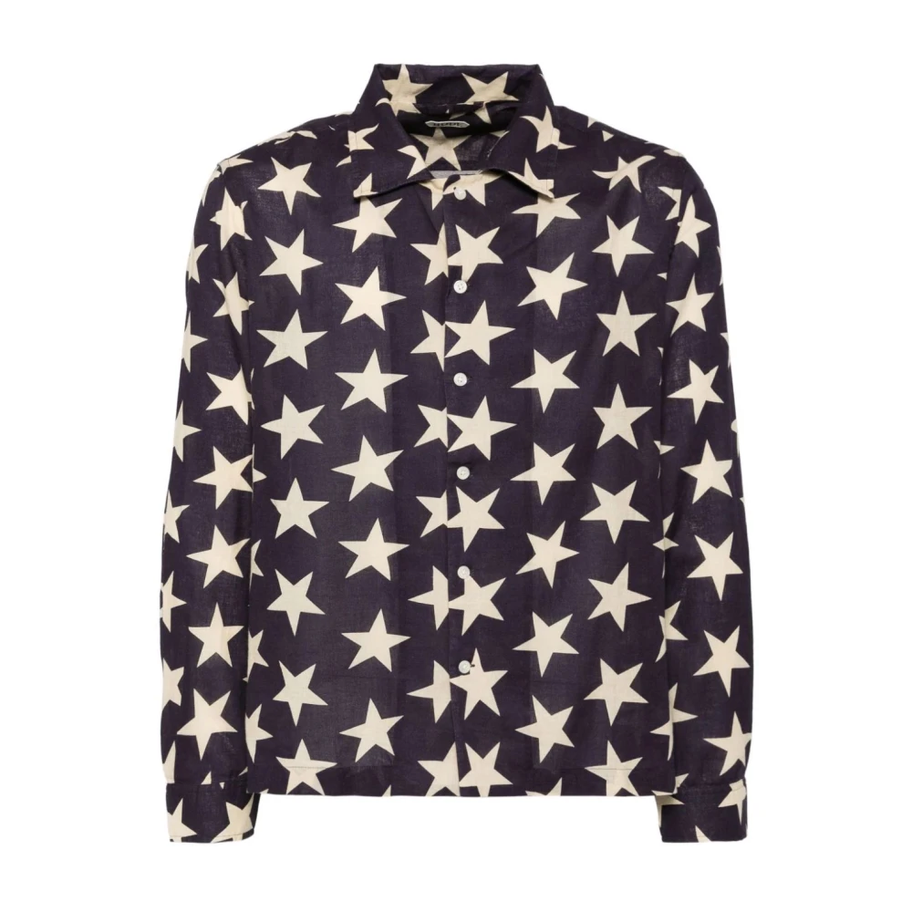 Bode Navy Starry Langarmshirt Blue Heren