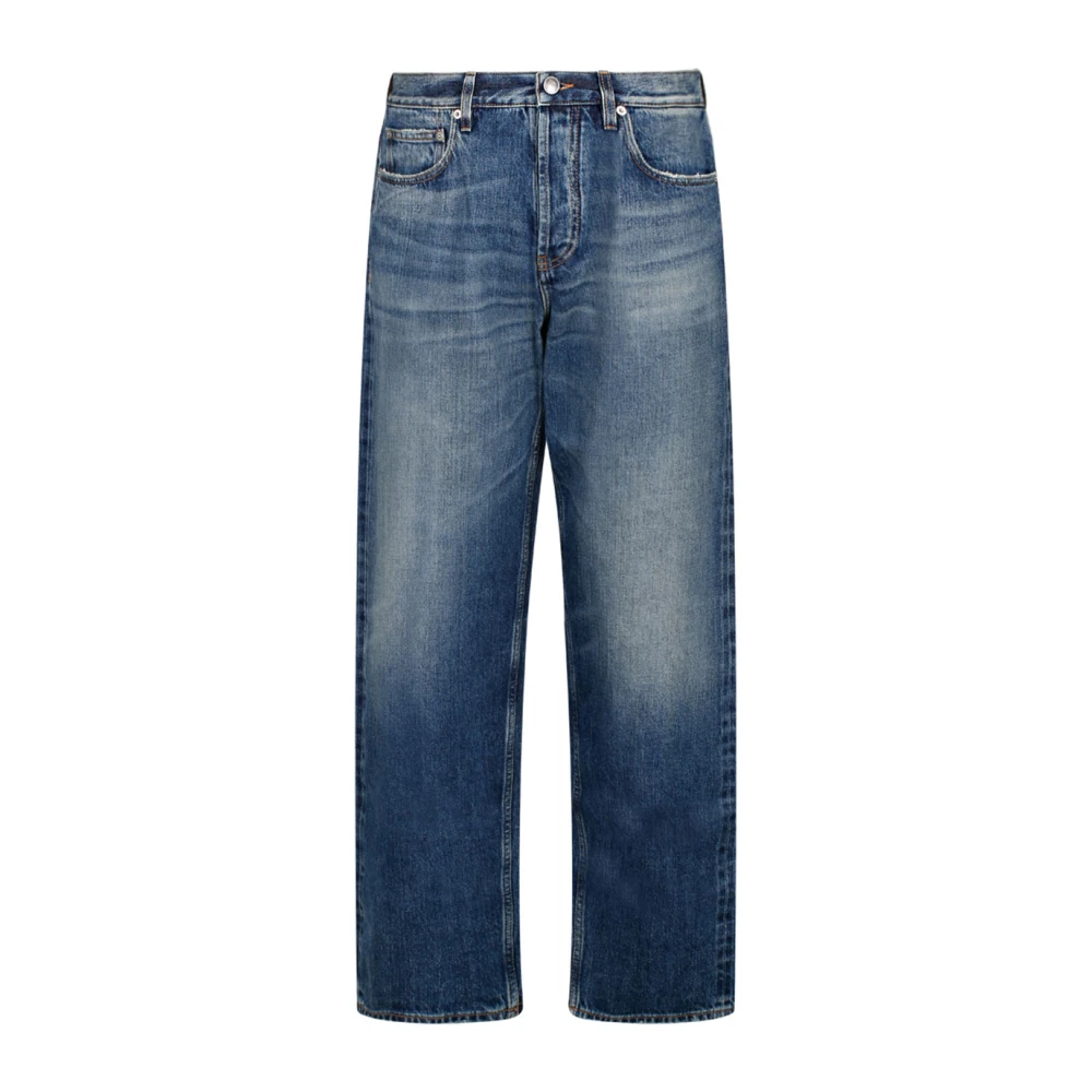 Burberry Blue Loose Fit Distressed Jeans - Male - Straight Fit Jeans - W30 - Jeans