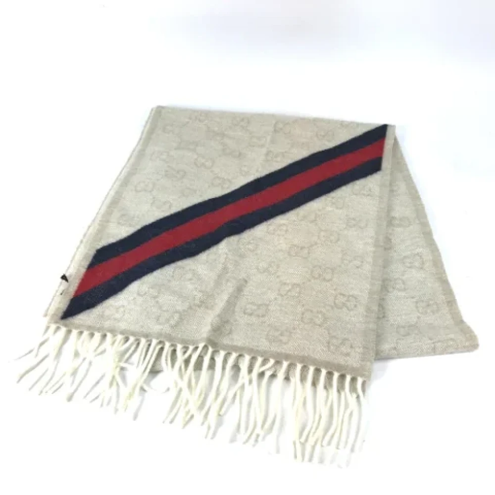 Gucci Vintage Pre-owned Wool scarves Beige Dames