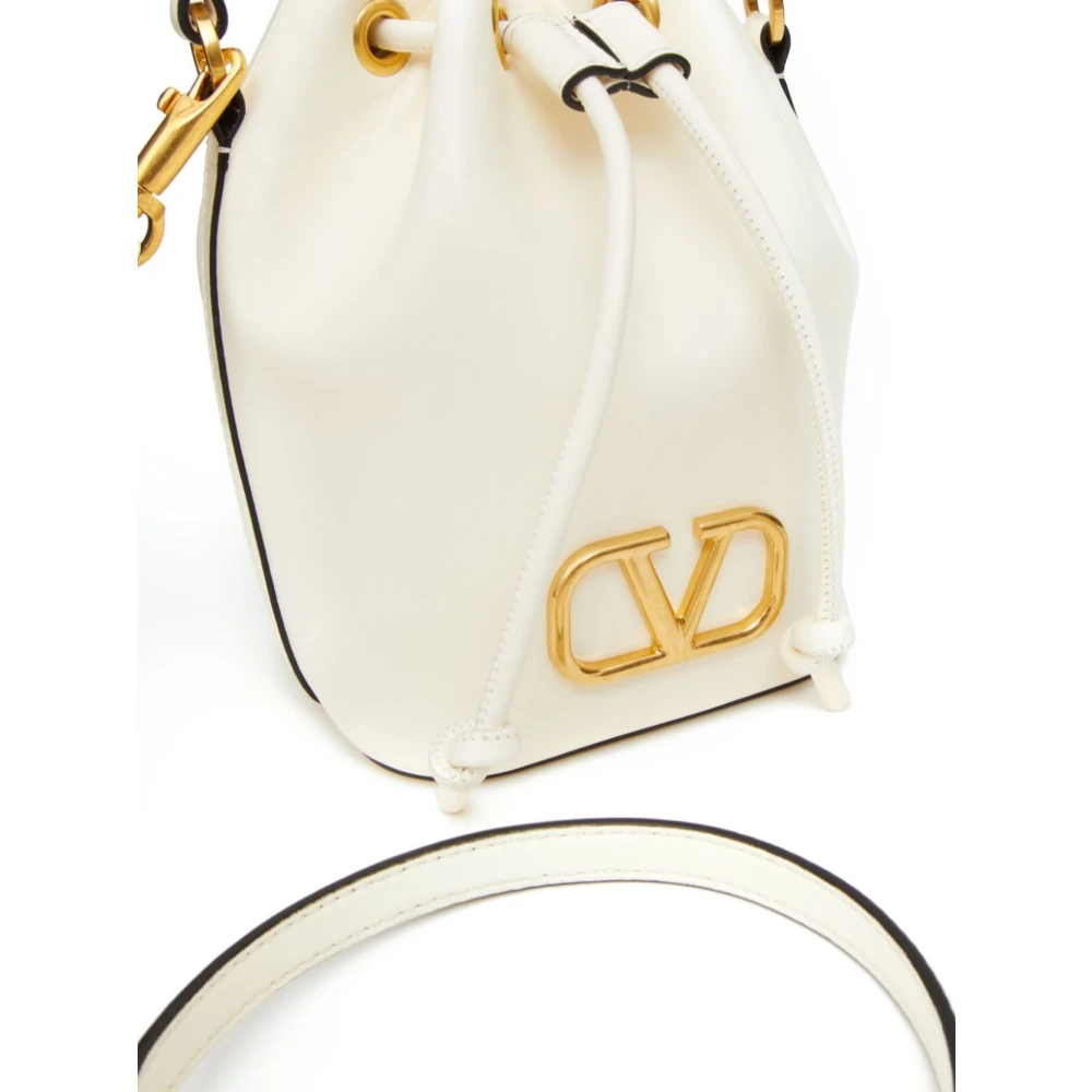 Valentino Garavani Witte Nappa Leren Trekkoord Tas White Dames