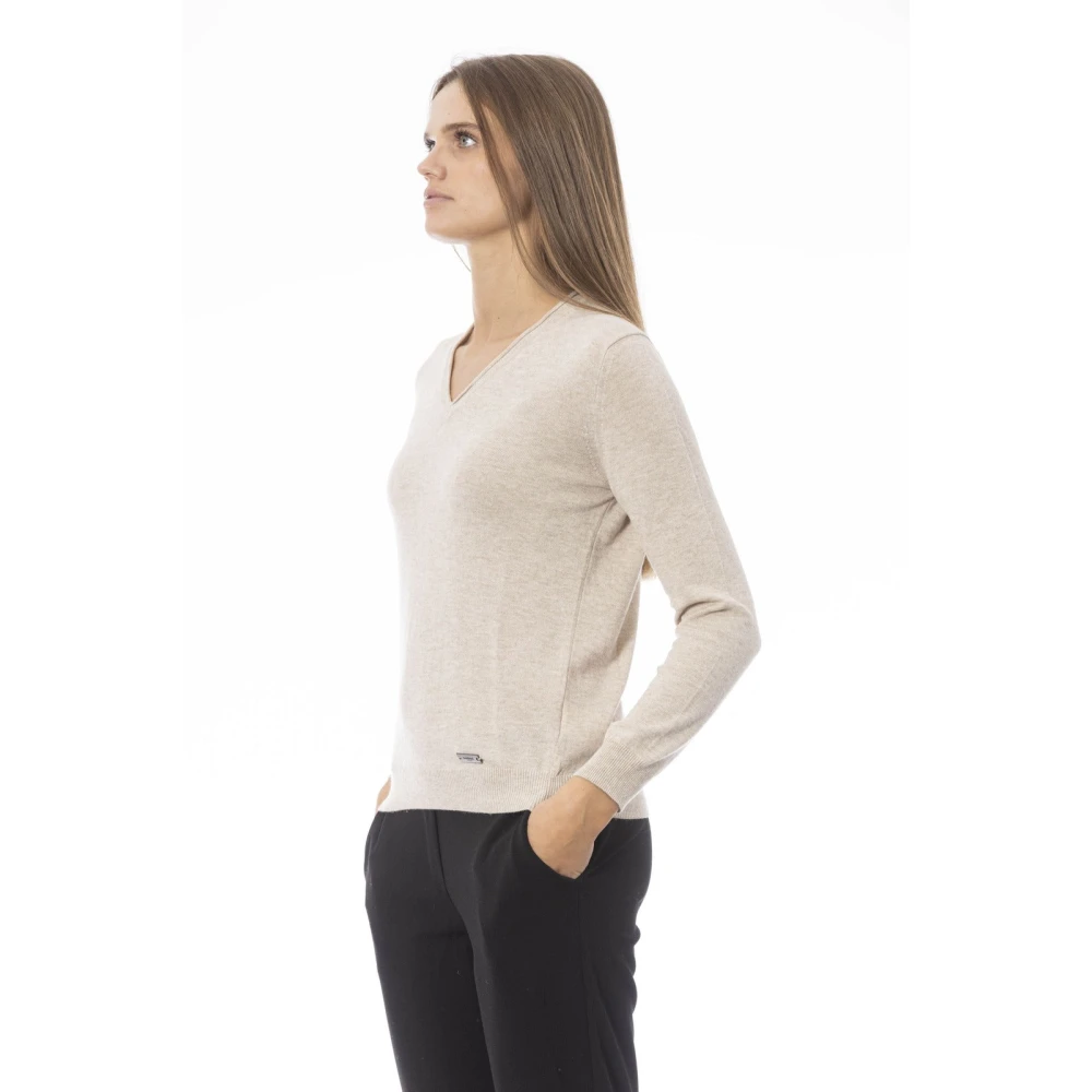 Baldinini V-hals Trui met Lange Mouwen Beige Dames