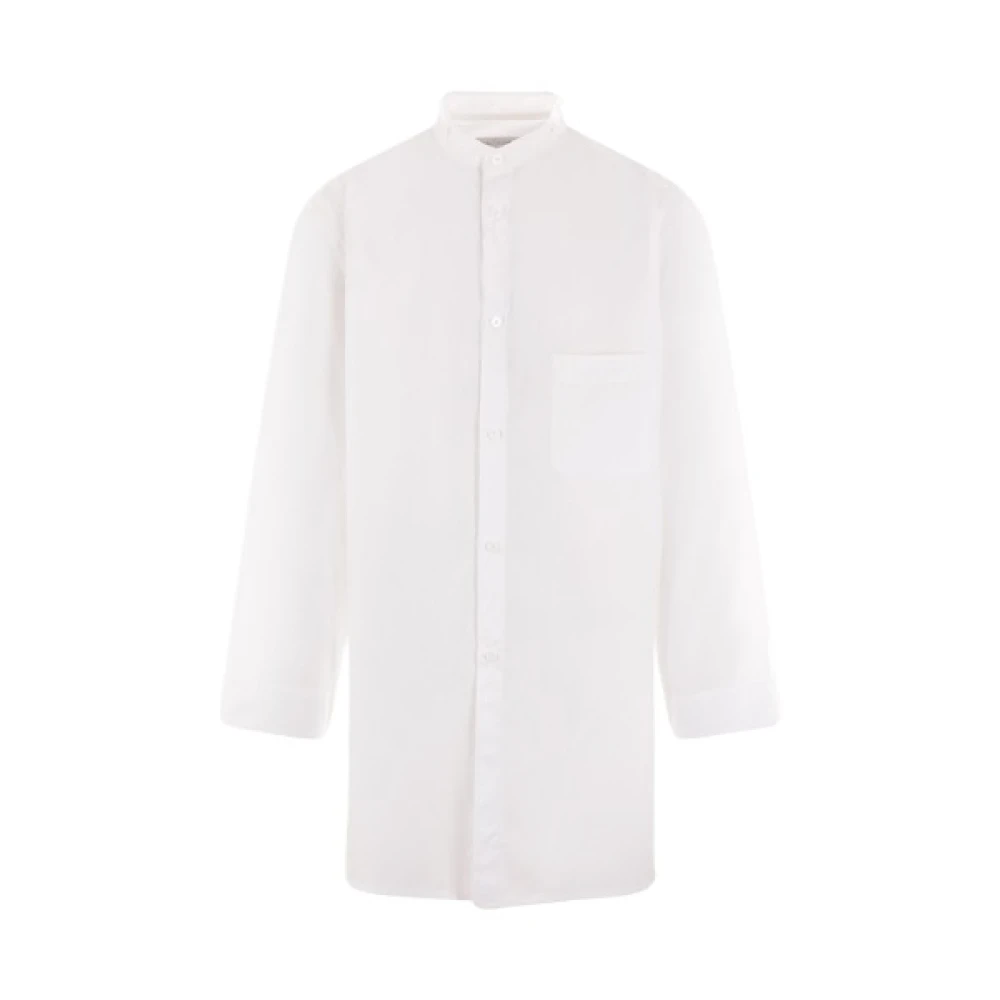 Yohji Yamamoto Oversized Wit Katoenen Poplin Shirt White Heren