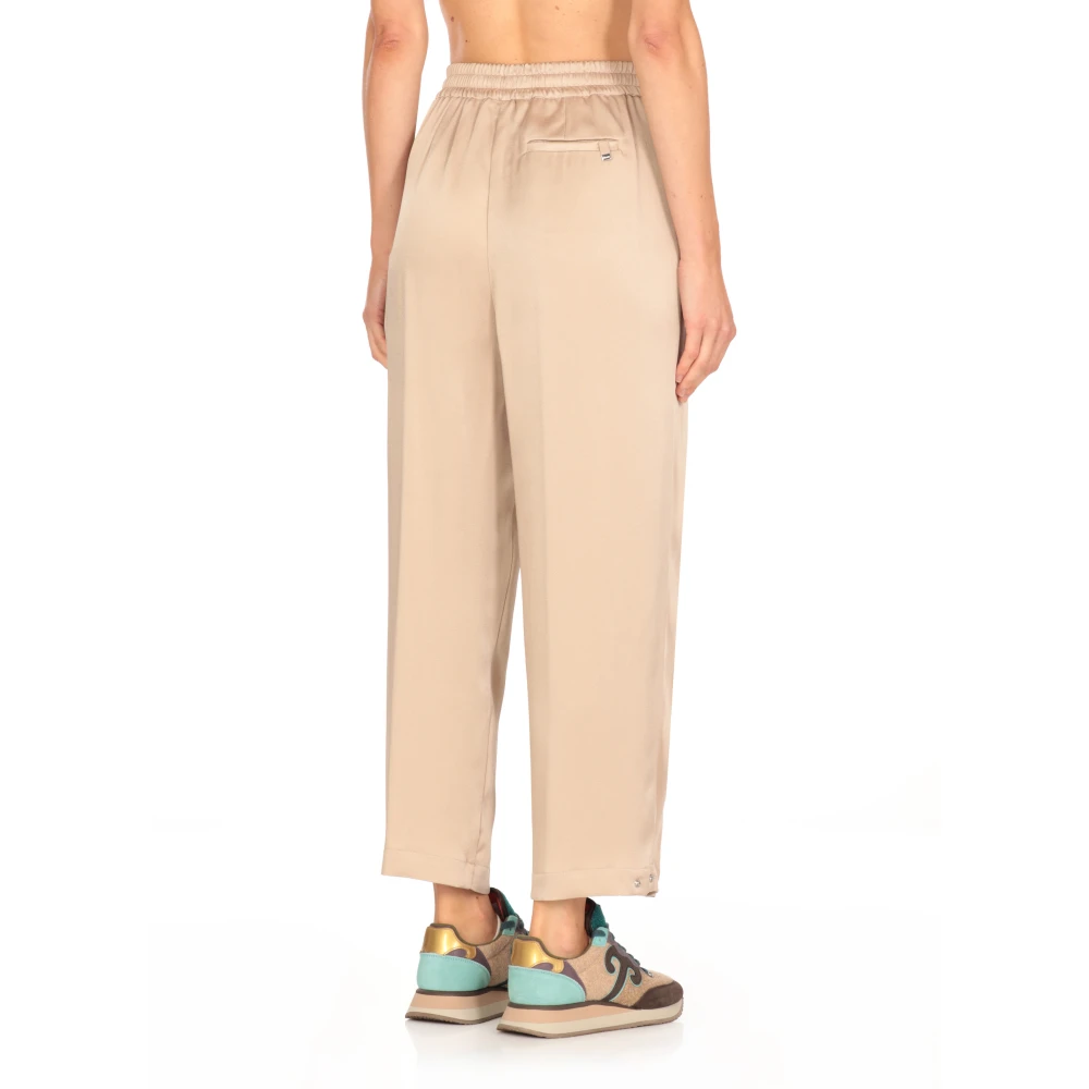Herno Beige Satijnen Broek met Koord Beige Dames