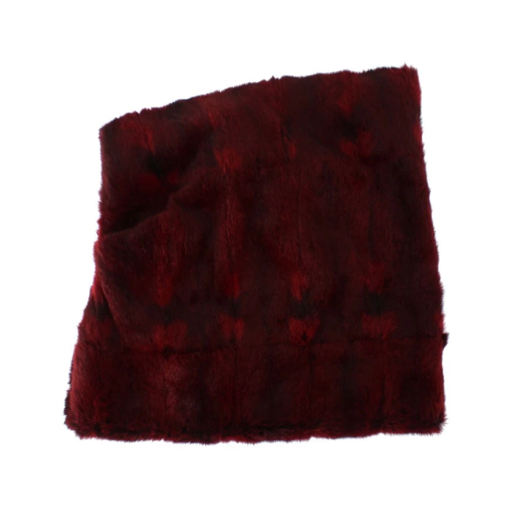 Dolce & Gabbana Women's Red Luxurious Bordeaux Fur Hooded Scarf - Winter Scarves - One Size - Accessories