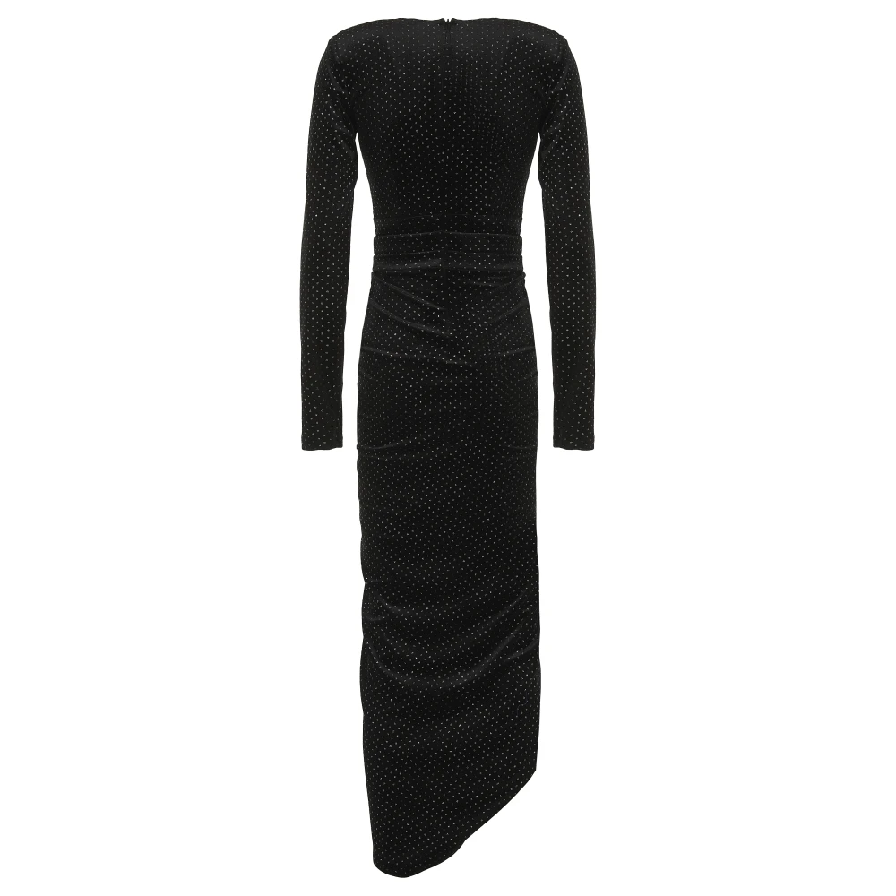 Actualee Zwarte V-Hals Gedrapeerde Jurk Black Dames