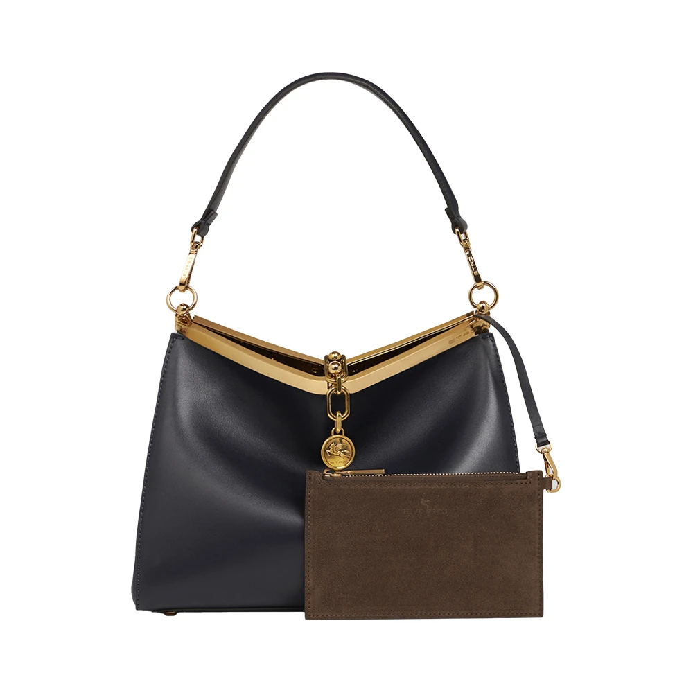 ETRO Zwarte Leren Vela Schoudertas Black Dames