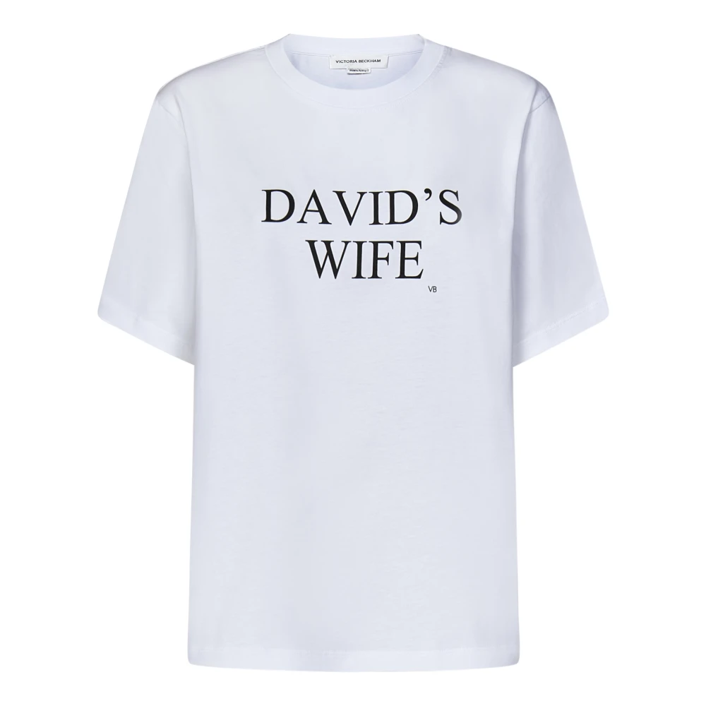 Victoria Beckham Wit T-shirt met 'Vrouw van David' Slogan White Dames