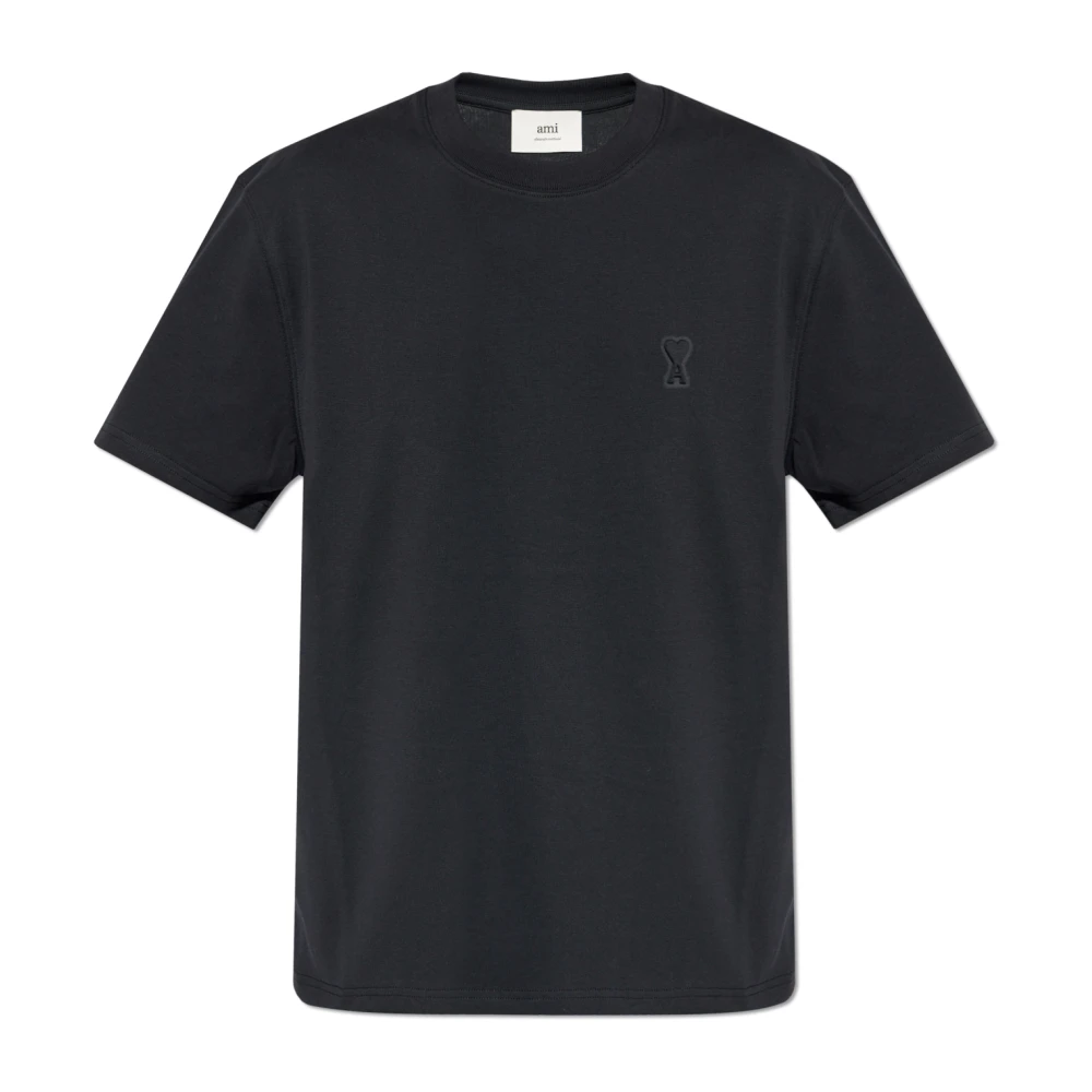 Ami Paris T-shirt met reliëflogo Black Heren