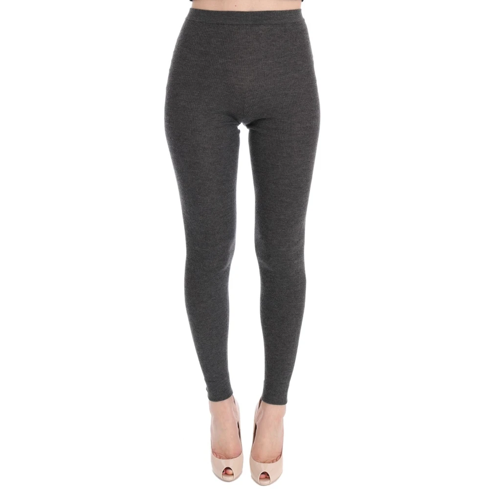 Dolce & Gabbana Women's Gray Luxury High-Waisted Cashmere Tights - Leggings - L - Trousers
