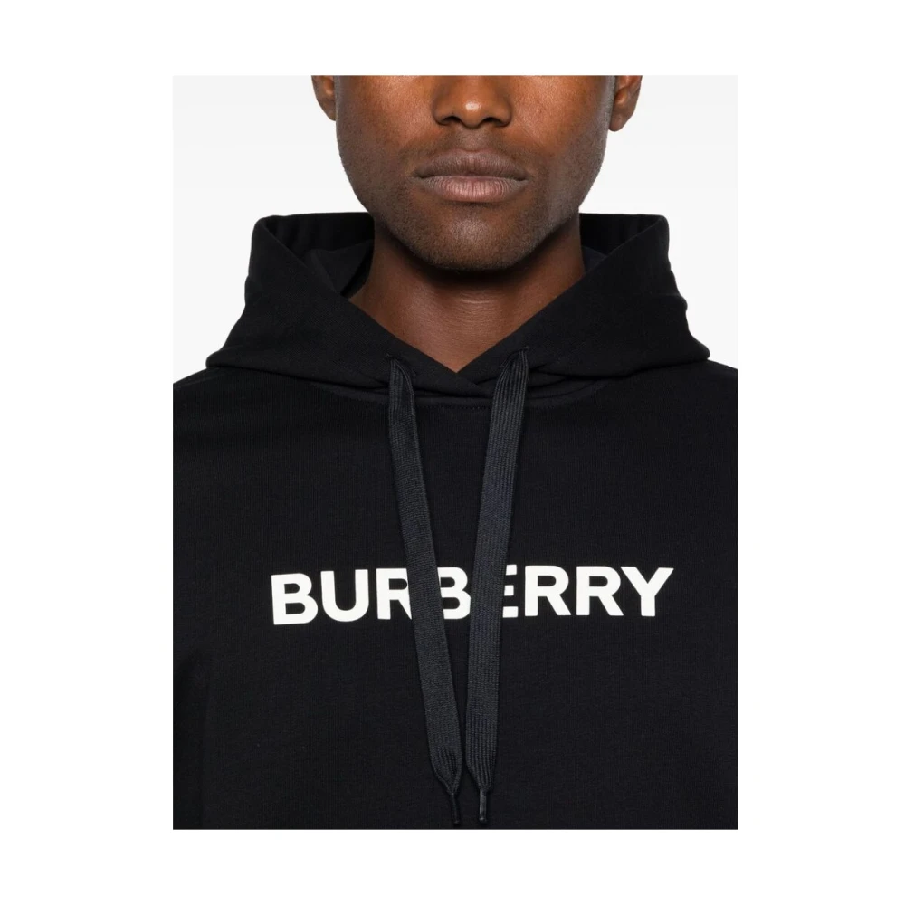 Burberry Zwarte hoodie met logoprint Black Heren