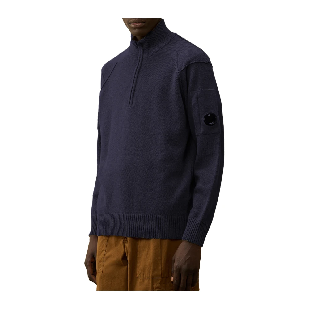 C.P. Company Half Zip Lamswol Trui Blue Heren