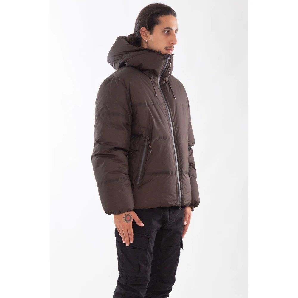 C.P. Company Gewatteerde jas met capuchon in Pertex-stijl Brown Heren
