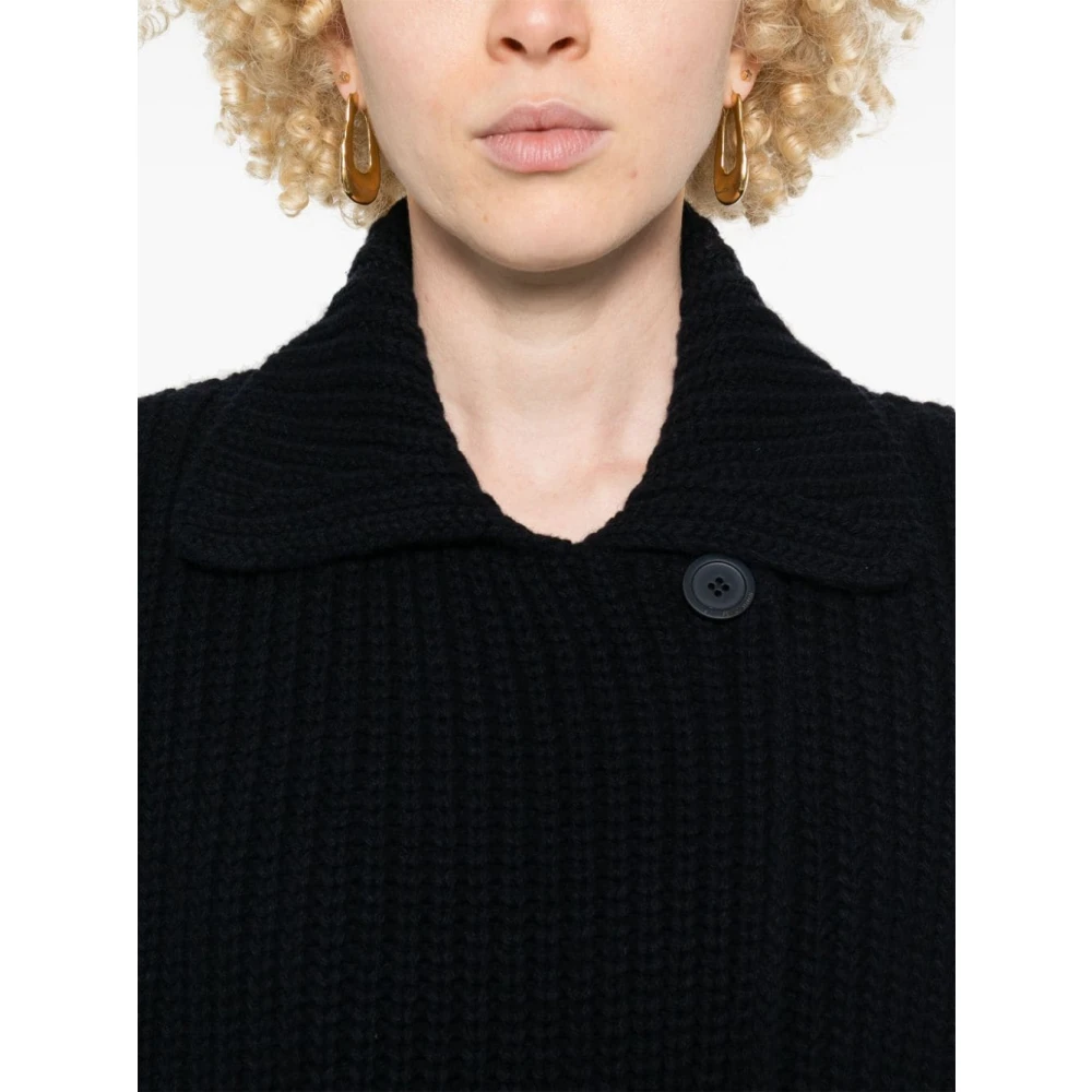 Semicouture Navy Blue Wool Blend Coat Blue Dames