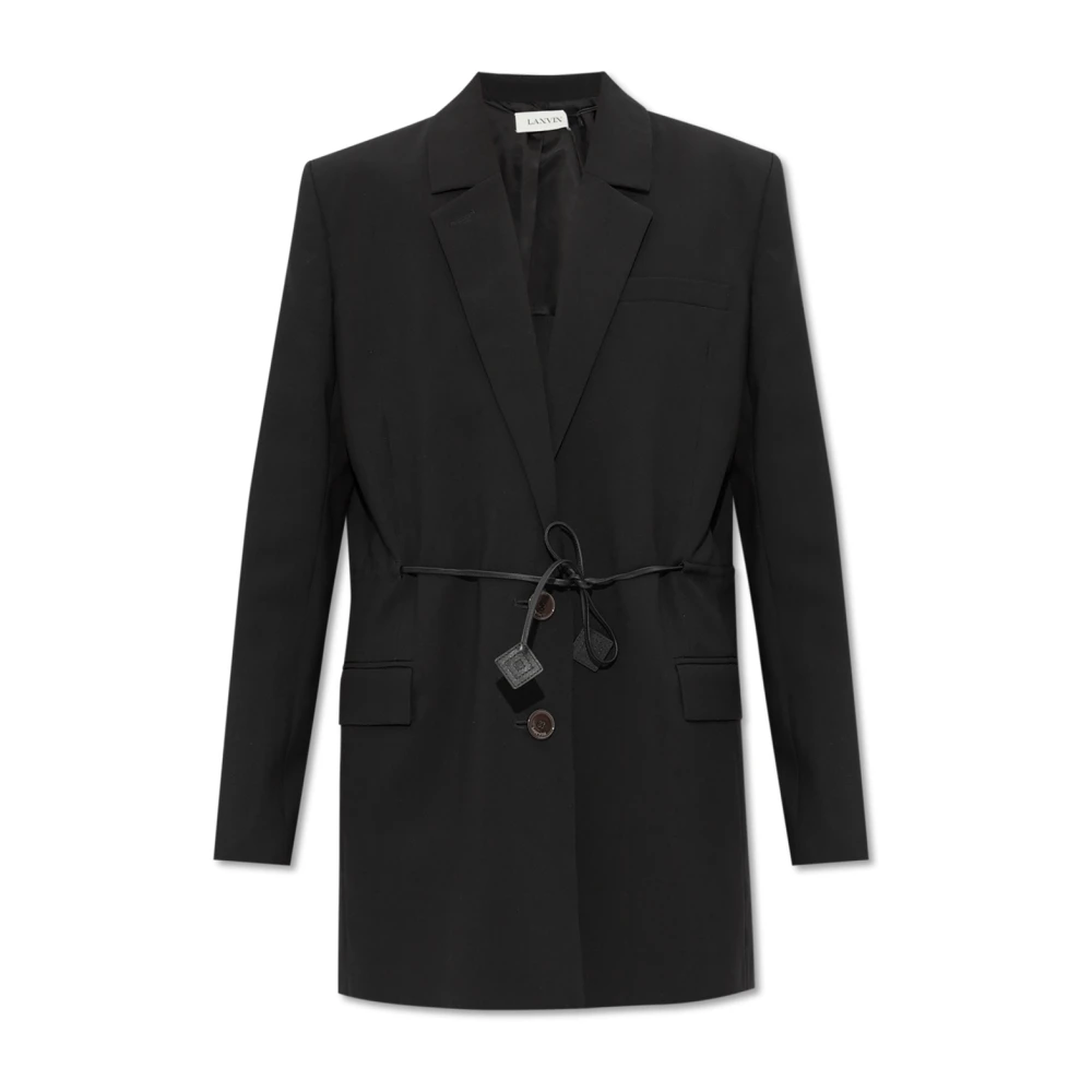 Lanvin Wollen blazer met leren strikken Black Dames