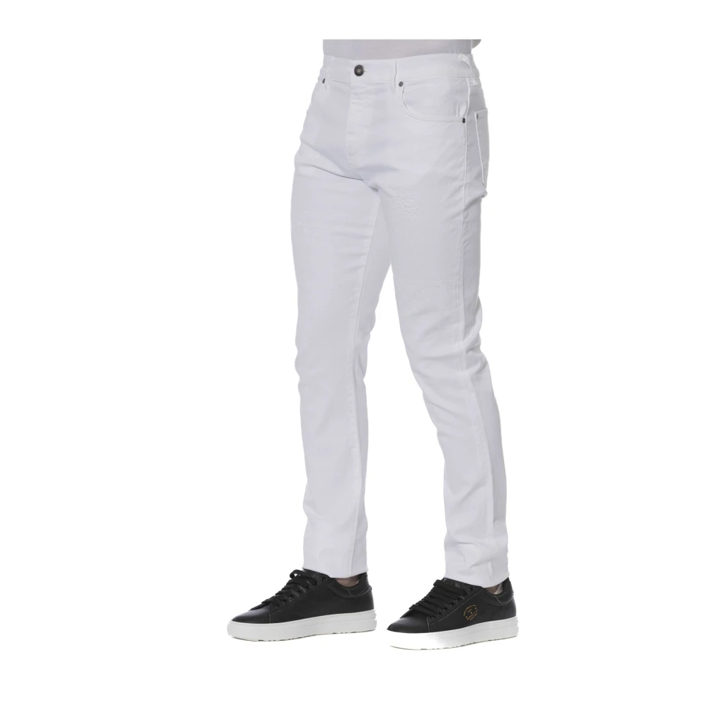 Trussardi Denim Jeans met knoop- en ritssluiting White Heren