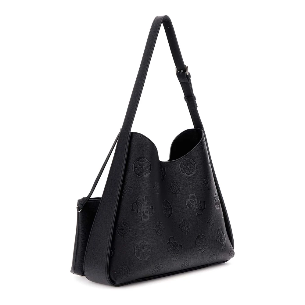 Guess Zwarte Grote Hobo Tas met Afneembare Pouch Black Dames