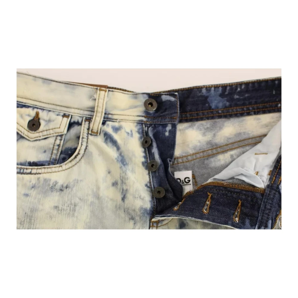 Dolce & Gabbana Acid Wash Denim Shorts Blue Dames