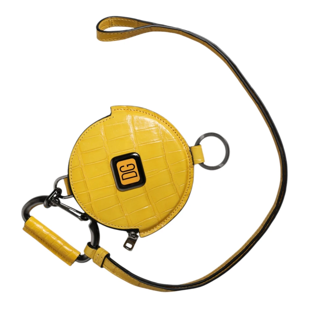 Dolce & Gabbana Men's Yellow Leather Round Wallet - Wallets & Cardholders - One Size - Accessories