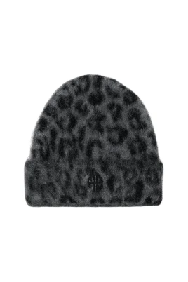 Grå Leopard Beanie - Vintage Stil