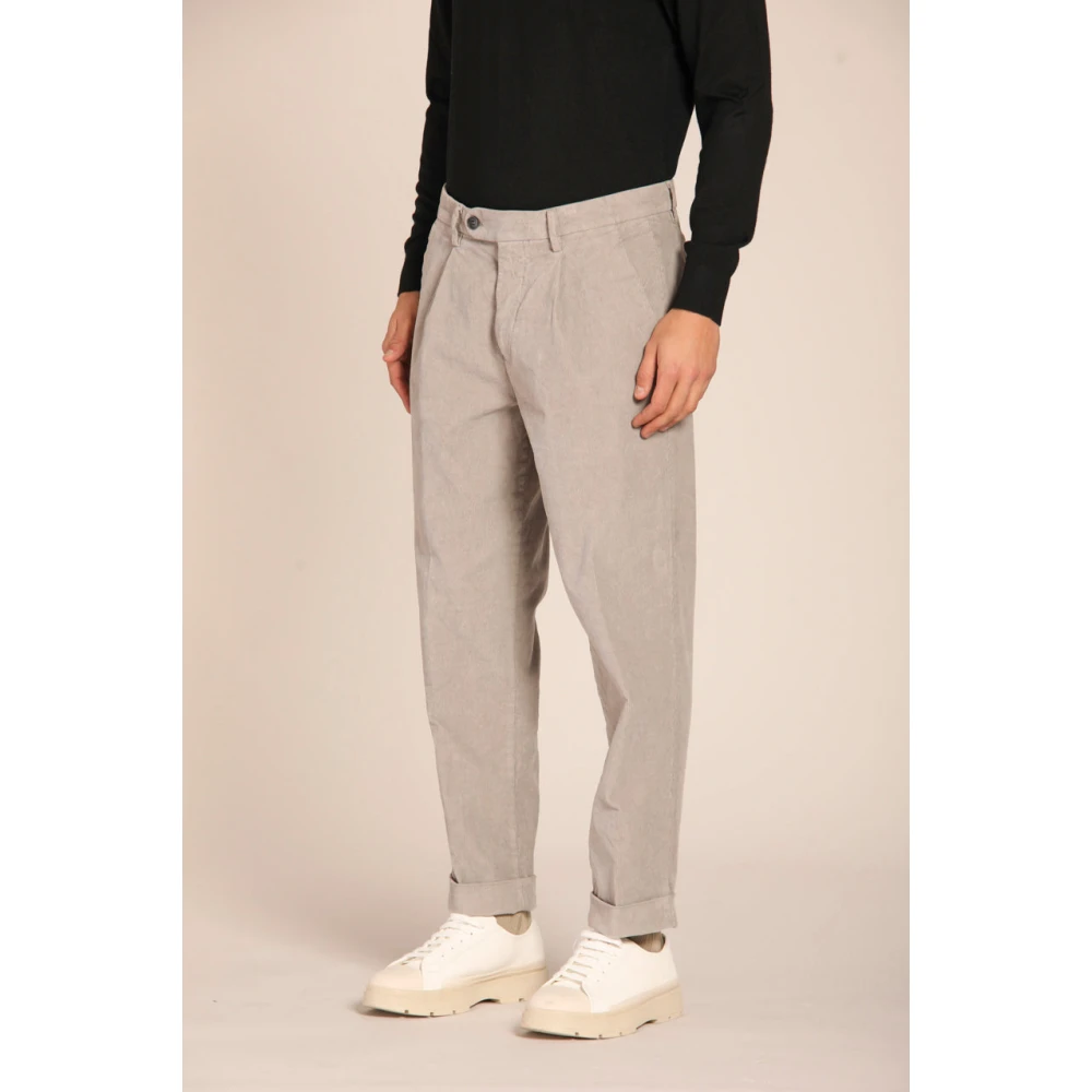 Mason's Velours Gestreepte Relaxte Pasvorm Chino Broek Gray Heren