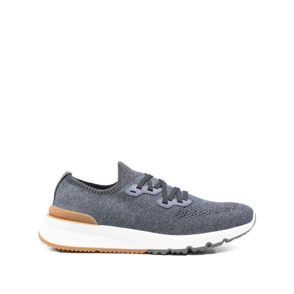 Brunello Cucinelli Cotton Knit Sneakers Heren Schoenen Blauw