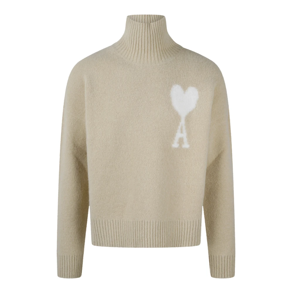 Ami Paris Cloudy Sweater met witte Ami de Coeur inleg Beige Heren