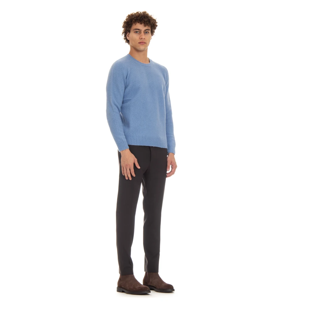 Drumohr Blauwe Crew Neck Sweater Zachte Touch Blue Heren