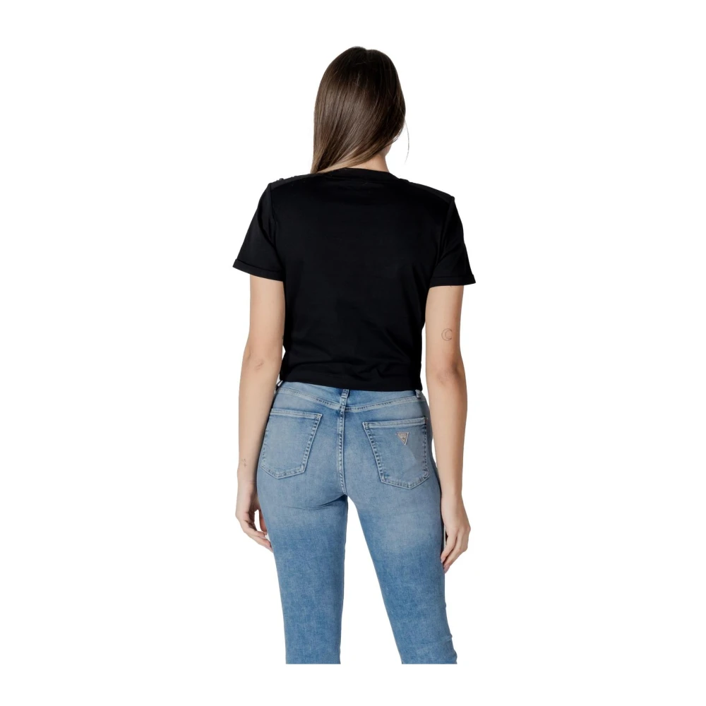 Guess Zwarte Katoenen T-shirt met Korte Mouwen Black Dames