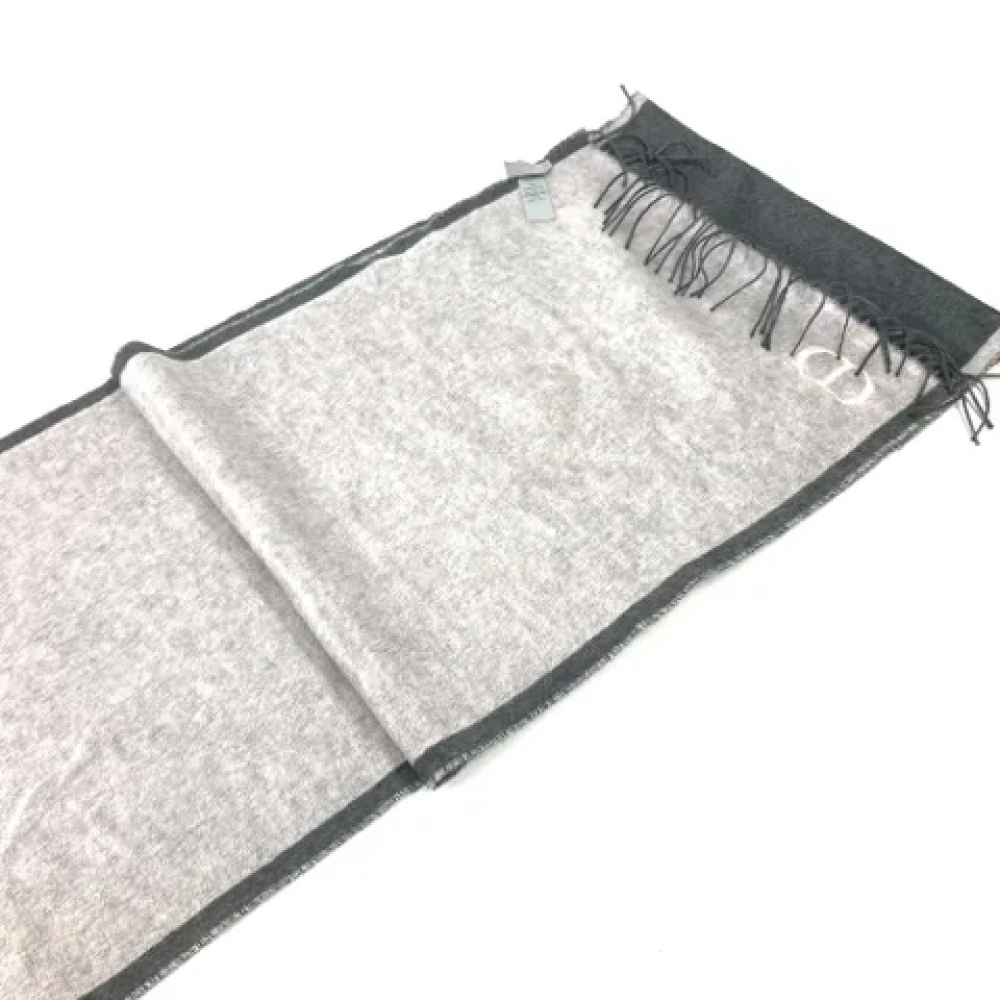 Dior Vintage Pre-owned Silk scarves Gray Dames