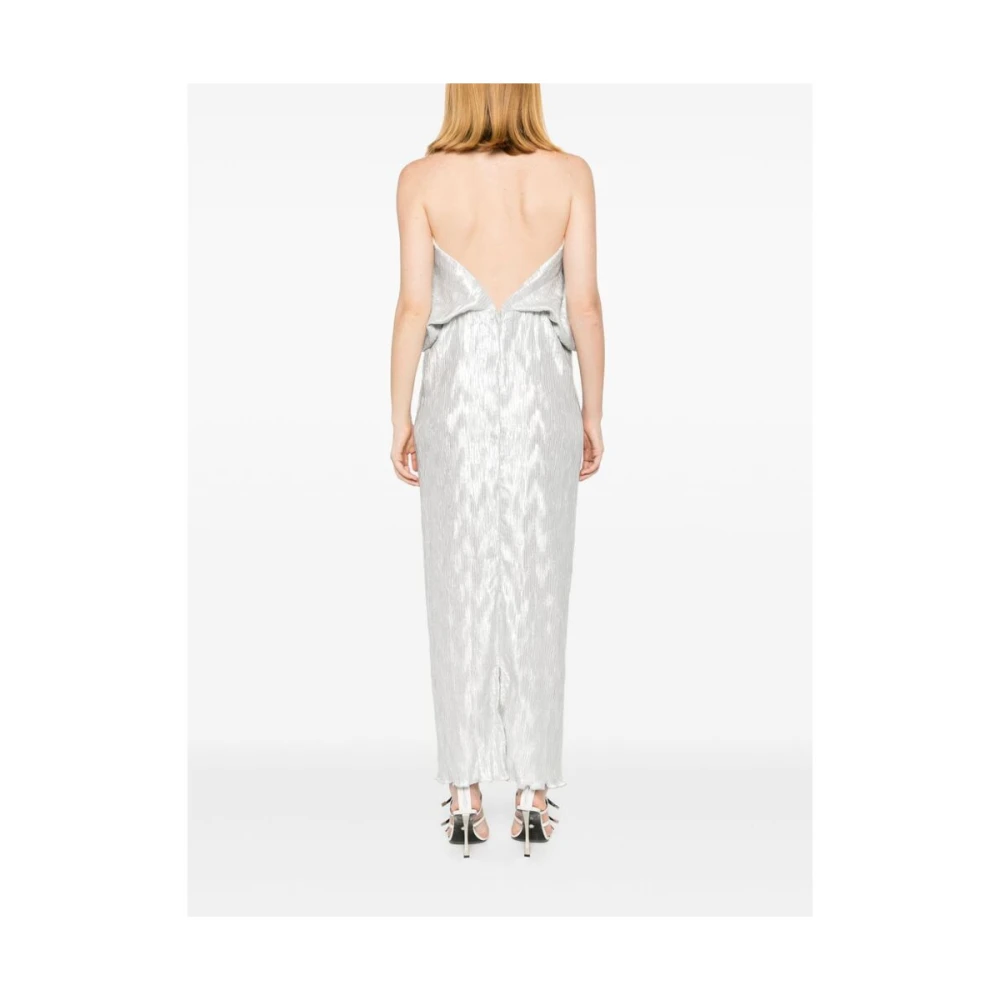 L'idée Metallic Halternek Jurk met Diepe V-hals Gray Dames